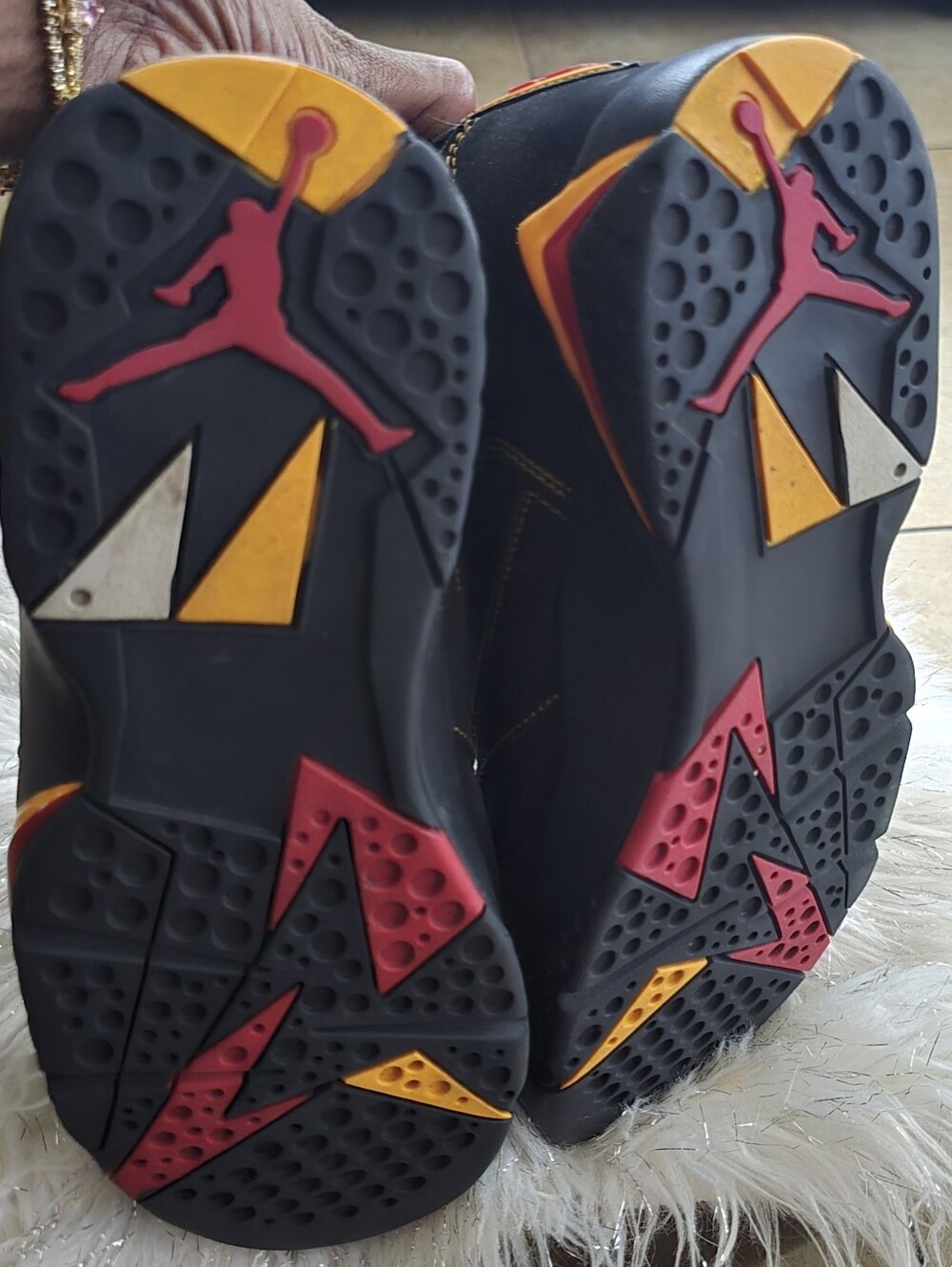 Jordan Black, Red & Gold High-Top Sneakers - Picture 5 of 6